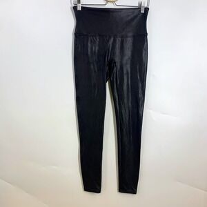 SPANX Faux Leather‎ Leggings #2437 Black High Waist Skinny Pants Women's Size L